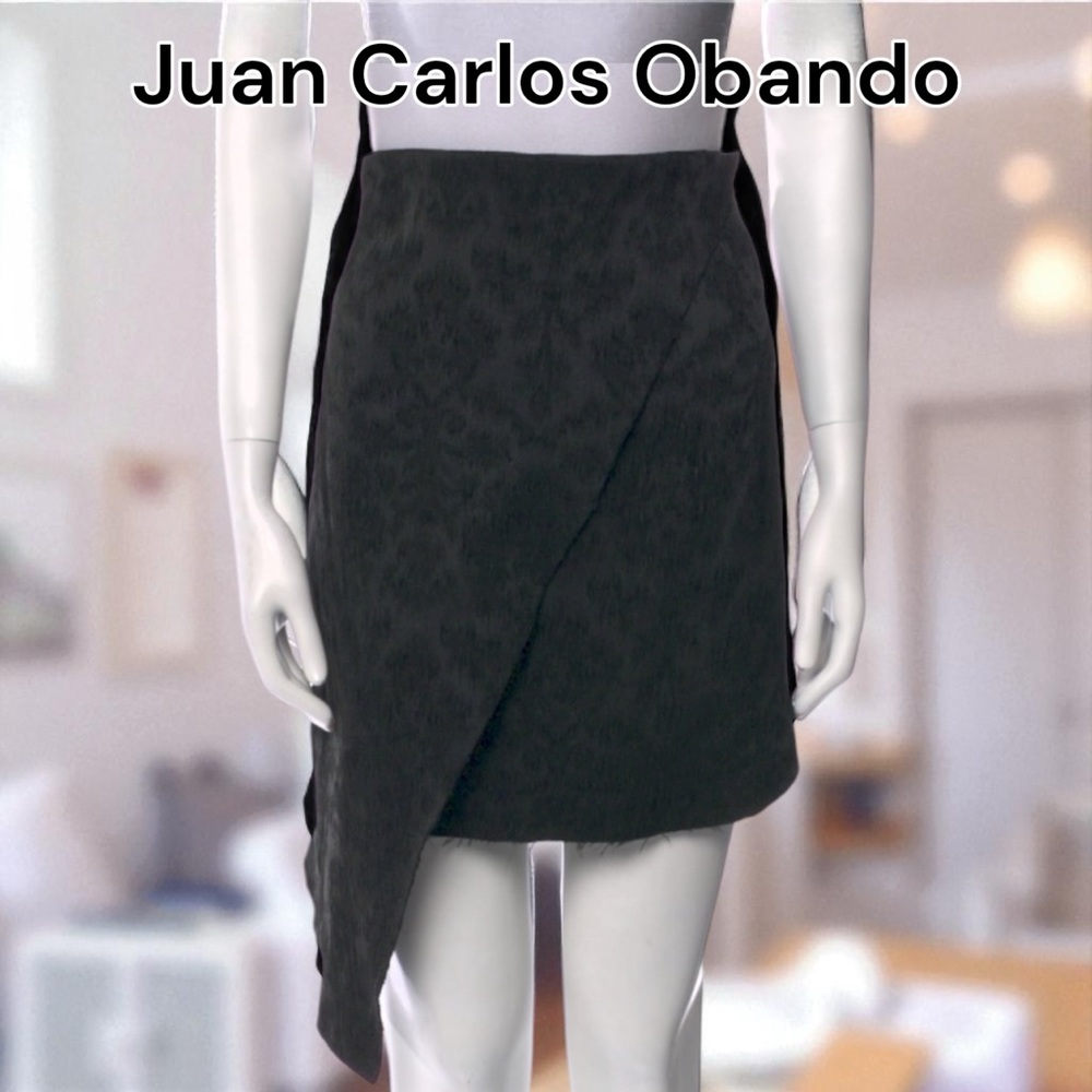 JUAN CARLOS OBANDO ASYMETRICAL JACQUARD PRINT MINI SKIRT